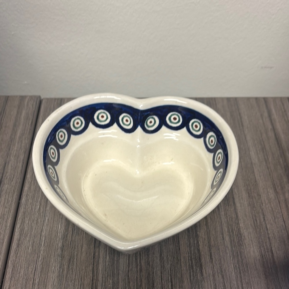 Boleslawiec Heart-Shaped Ceramic Bowl